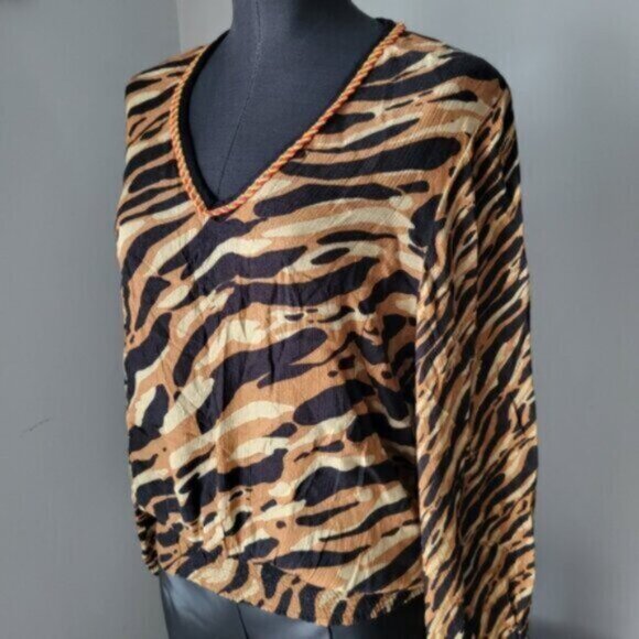 Anthropologie Stripe Puff Sleeve Blouse Sz Small - Picture 5 of 15